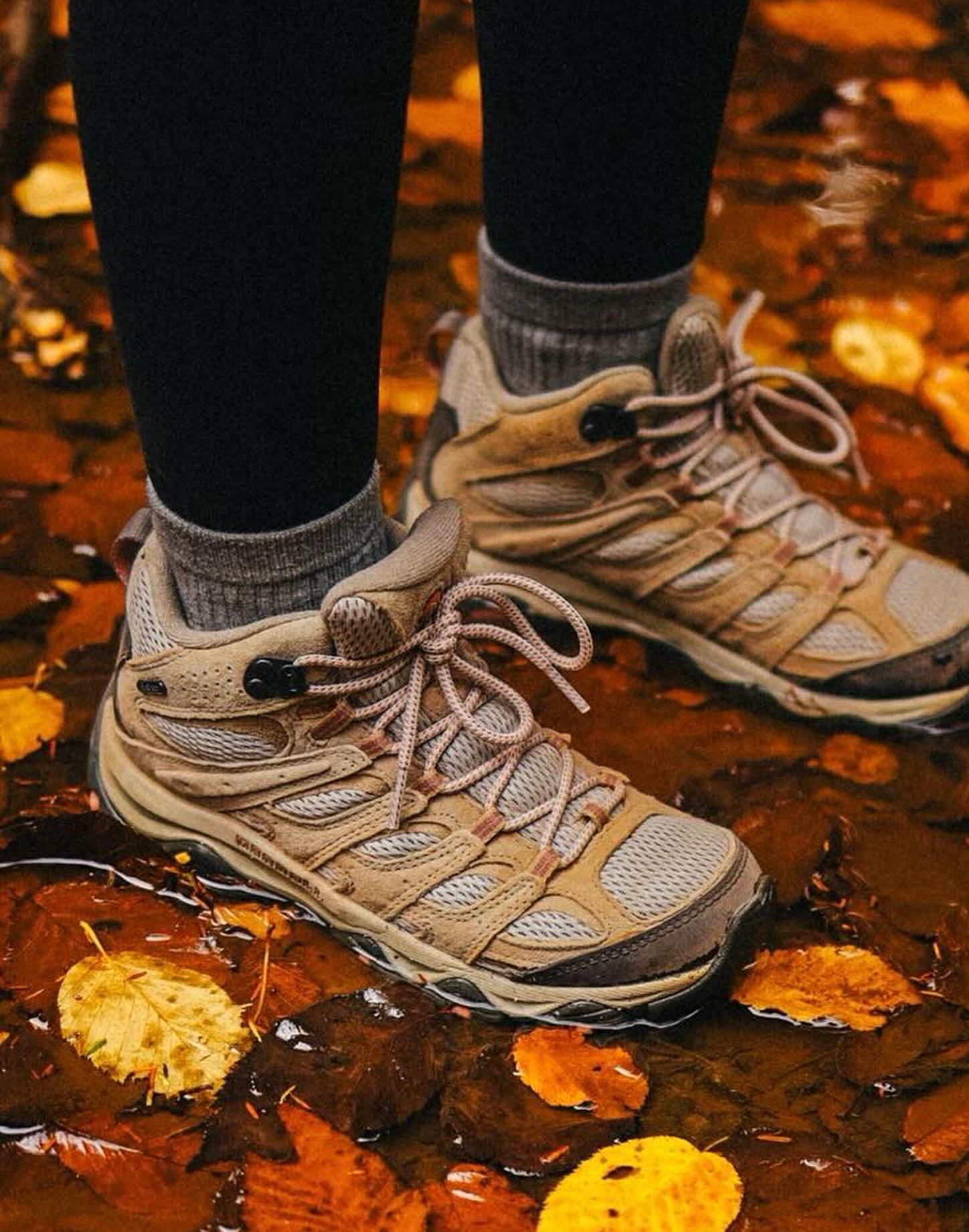 Closeup of a Merrell boot